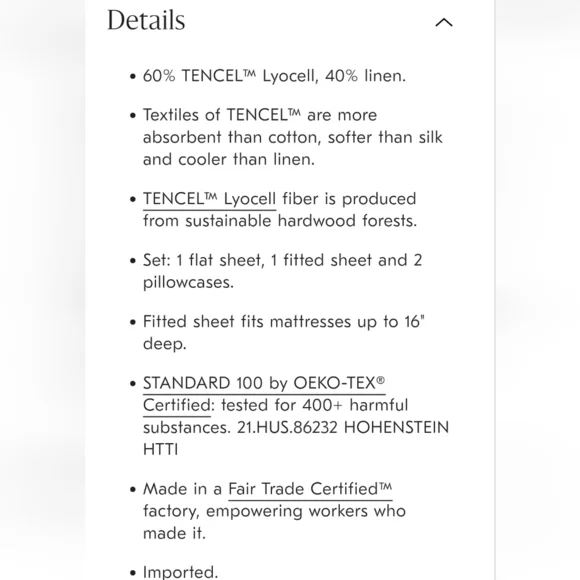 West Elm Signature Tencel Linen Sheet Set, Queen, Sand, Retail $249.00 USD - Picture 8 of 16